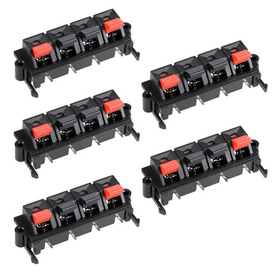 Harfington Uxcell 5pcs 4 Way Jack Socket Spring Push Release Connector Speaker Terminal Strip Block 64mm x 25mm