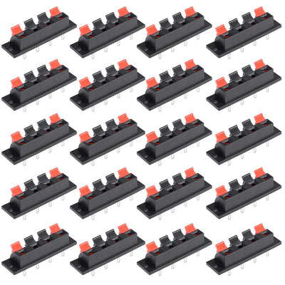 Harfington Uxcell 20pcs 4 Way Jack Socket Spring Push Release Connector Speaker Terminal Strip Block