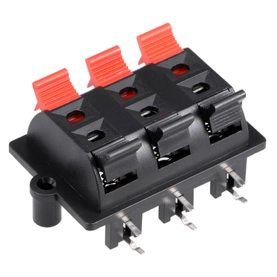 Harfington Uxcell 1pcs 6 Way Push Release Connector Speaker Terminal Strip Block