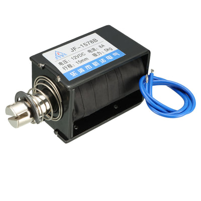 Harfington Uxcell JF-1578B DC 12V 8A 5KG 15mm Pull Push Type Open Frame Linear Motion Solenoid Electromagnet