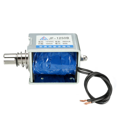 Harfington Uxcell DC12V 60N 10mm 360mA Ziehen Drücken Typ Offenrahmen Linear Motion Solenoid Elektromagnet