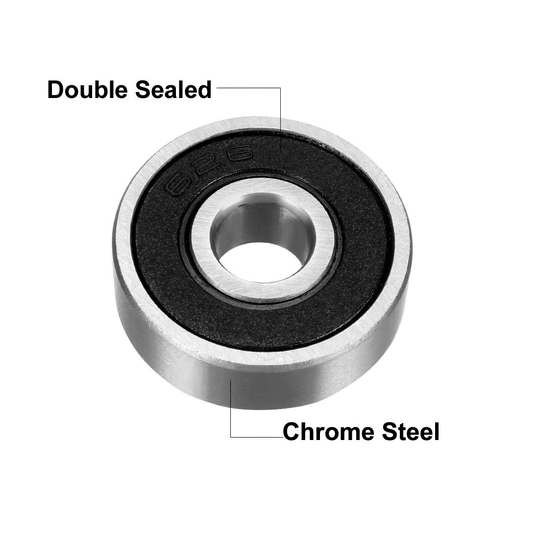 uxcell Uxcell Deep Groove Ball Bearings Z2 Double Sealed Chrome Steel Roller