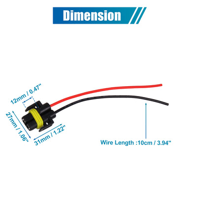 Harfington Uxcell 5pcs H11 Bulb Socket Car Auto Brake Headlight Fog Lamp Harness Wire Connector Adapter Universal Replacement