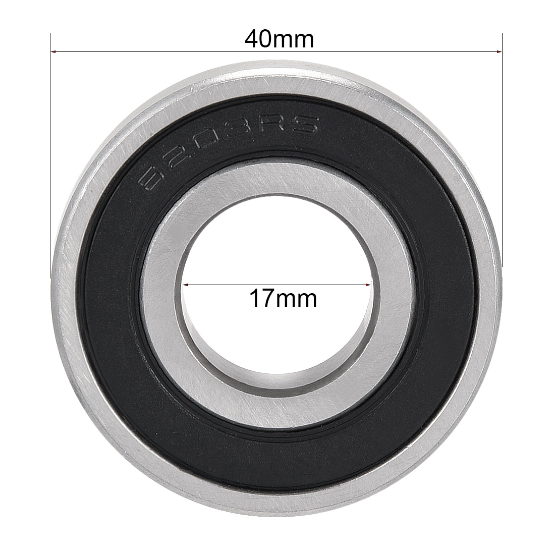 uxcell Uxcell Deep Groove Ball Bearing 6203RS Single Sealed, 17mm x 40mm x 12mm Chrome Steel Bearings