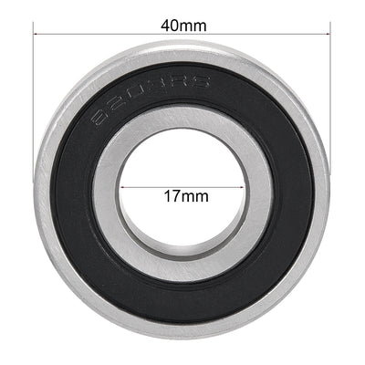 Harfington Uxcell Deep Groove Ball Bearing 6203RS Single Sealed, 17mm x 40mm x 12mm Chrome Steel Bearings