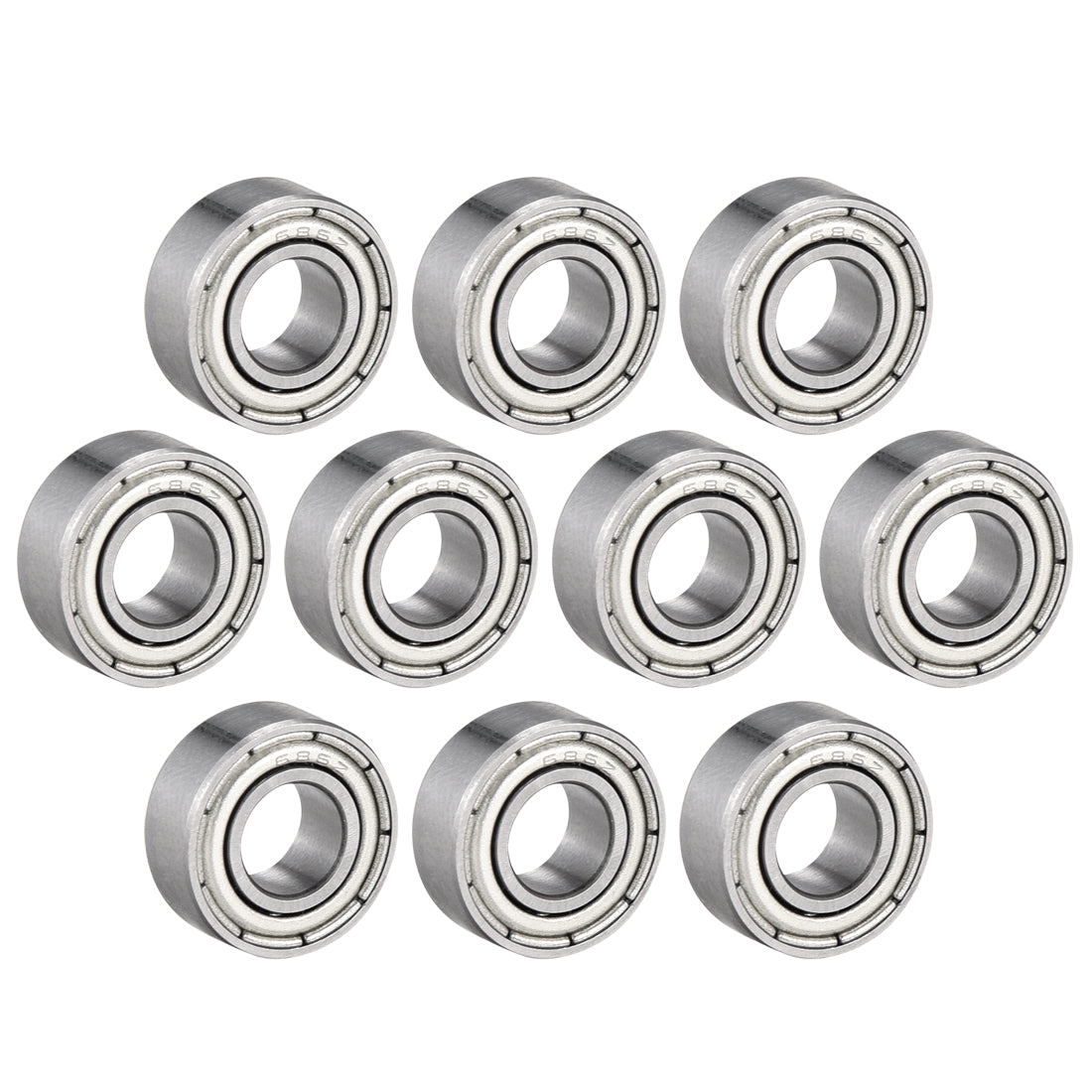 uxcell Uxcell Deep Groove Ball Bearing 686ZZ Double Shield, 6mm x 13mm x 5mm Chrome Bearings 10pcs