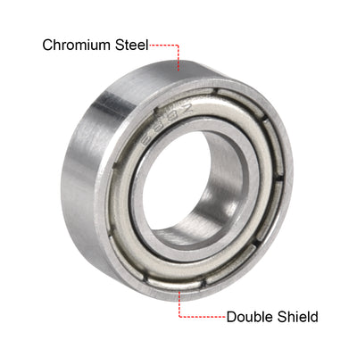 Harfington Uxcell Deep Groove Ball Bearing 688ZZ Double Shield, 8mm x 16mm x 5mm Chrome Steel Bearings