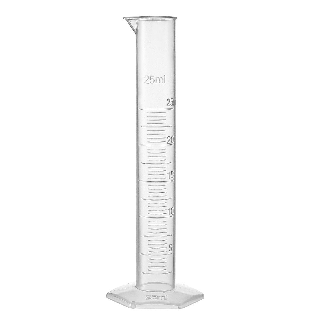 uxcell Uxcell 25ml Laboratory Measurements Clear White Plastic Hex Base Graduated Cylinder for Chemical Measuring