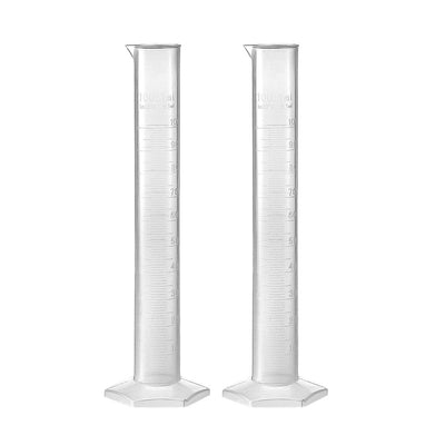 Harfington Uxcell 100ml Laboratory Measurements Clear White Plastic Hex Base Graduated Cylinder for Chemical Measuring 2 Pcs