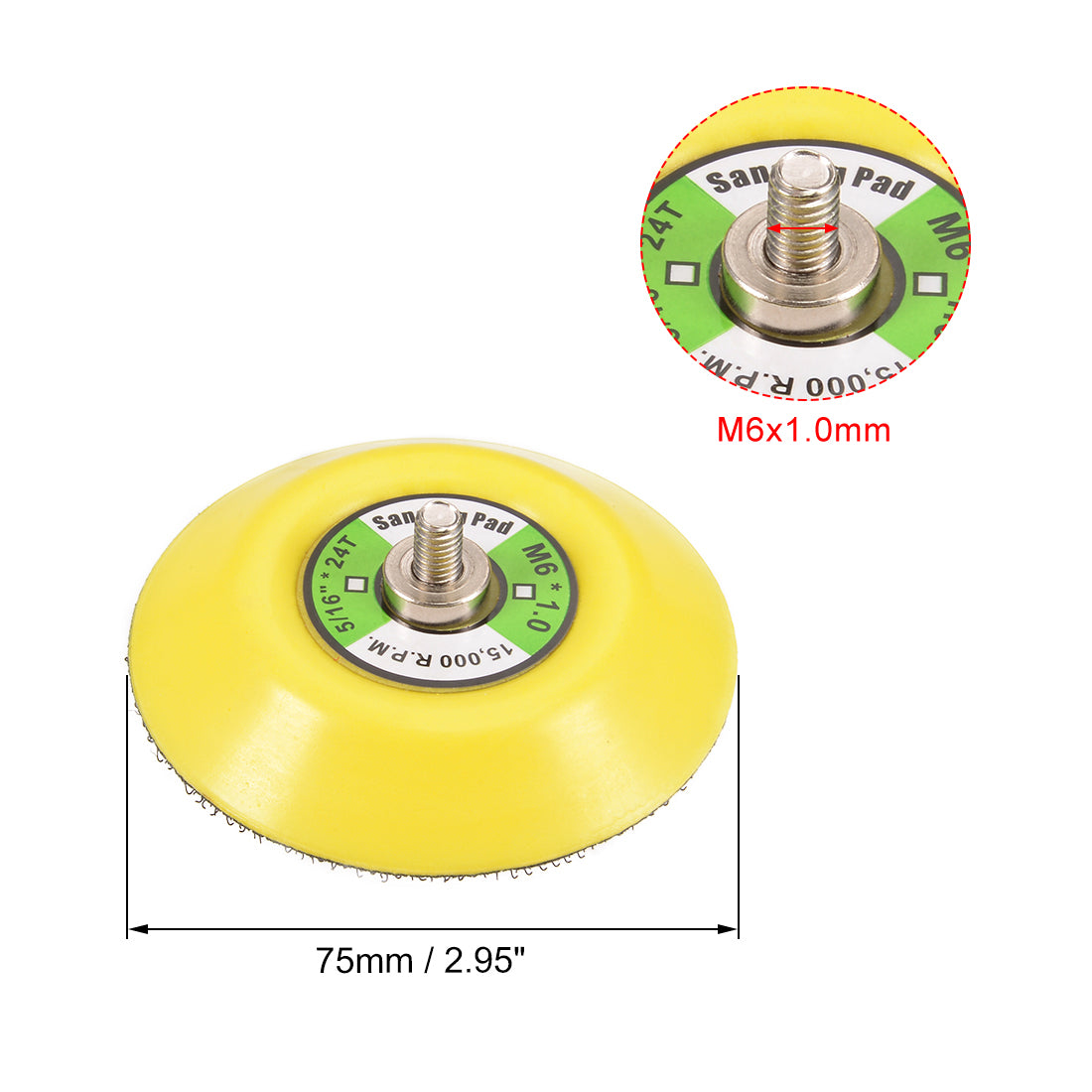 uxcell Uxcell 3 Inch Hook and Loop Backing Sanding Pads with M6x1mm Thread for Diamond Polishing Pads