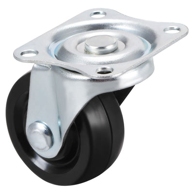 Harfington Uxcell Swivel Caster Wheels Rubber with 360 Degree Top Plate LBS Capacity for Furniture Carts Workbench, Black, 4 Pack