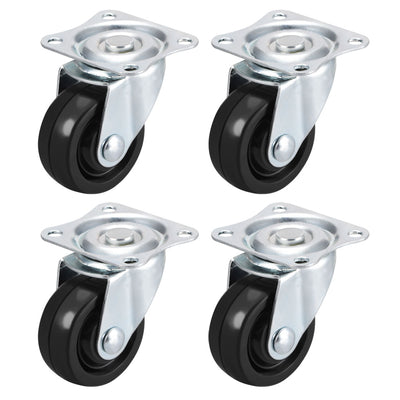 Harfington Uxcell Swivel Caster Wheels Rubber with 360 Degree Top Plate LBS Capacity for Furniture Carts Workbench, Black, 4 Pack