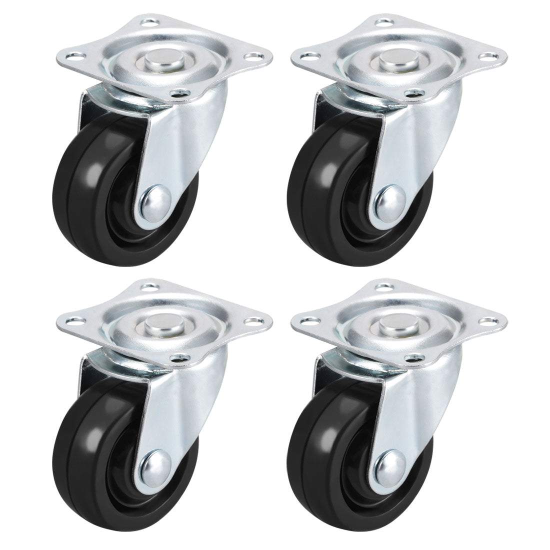 uxcell Uxcell Swivel Caster Wheels Rubber with 360 Degree Top Plate LBS Capacity for Furniture Carts Workbench, Black, 4 Pack