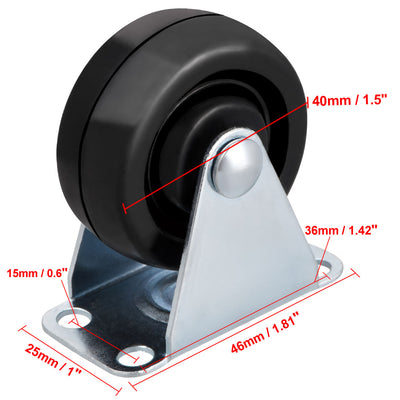 Harfington Uxcell 1.5 Inch Fixed Casters Wheels Rubber Top Plate Mounted Caster Wheel 44lb Capacity 4 Pcs