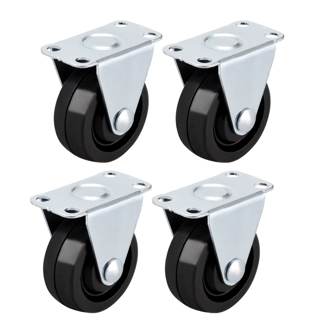 uxcell Uxcell 1.5 Inch Fixed Casters Wheels Rubber Top Plate Mounted Caster Wheel 44lb Capacity 4 Pcs