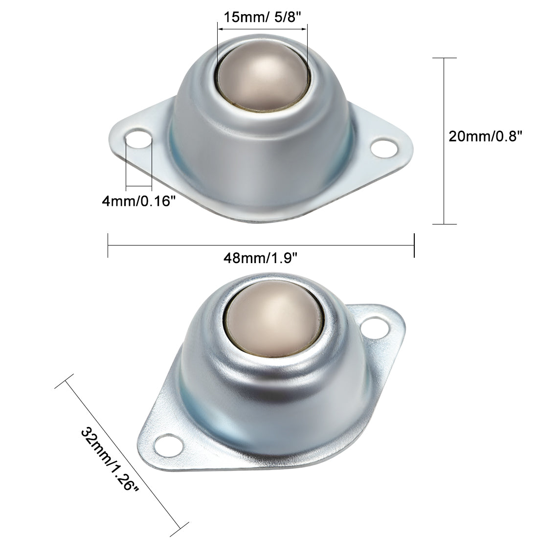 uxcell Uxcell Ball Transfer Units CY-15A Flange Mounted 5/8-inch Roller Ball Transfer Bear Caster 22lb Load Capacity 4 Pcs