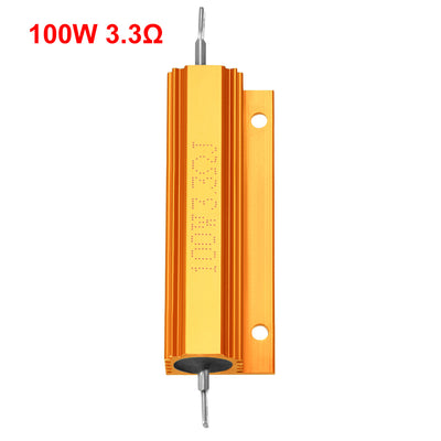 Harfington Uxcell Aluminum Case Resistor 100W 3.3 R Wirewound Yellow for LED Replacement Converter