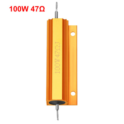 Harfington Uxcell Aluminum Case Resistor 100W 47Ohm Wirewound Yellow for LED Replacement Converter