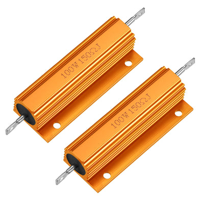 Harfington Uxcell 2pcs Aluminum Case Resistor 100W 150 Ohm Wirewound Gold for LED Replacement Converter 100W 150RJ