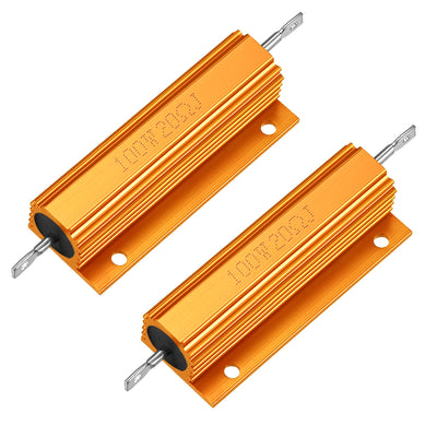 Harfington Uxcell 2pcs Aluminum Case Resistor 100W 20 Ohm Wirewound Gold for LED Replacement Converter 100W 20RJ