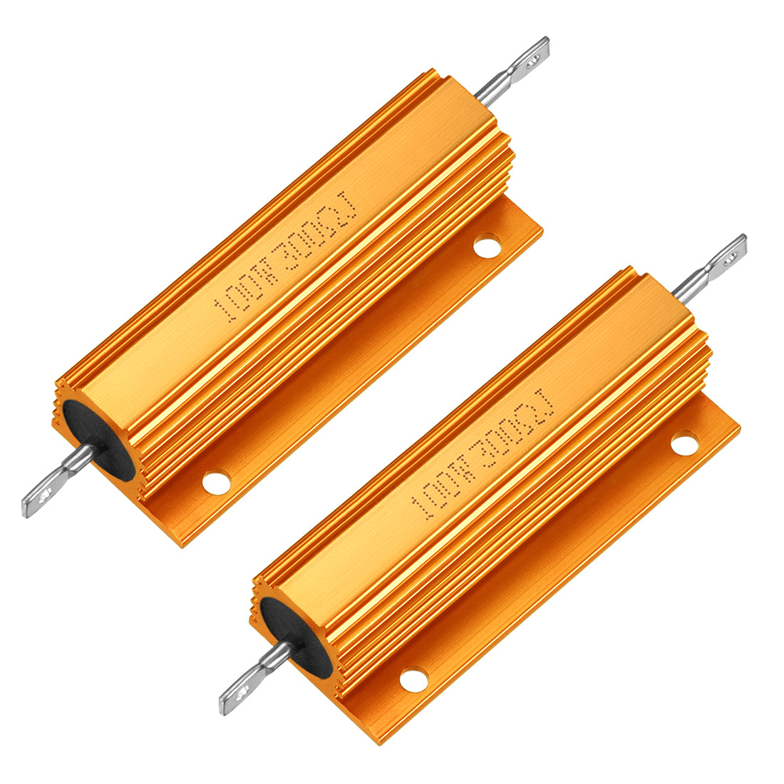 uxcell Uxcell 2pcs Aluminum Case Resistor 100W 300 Ohm Wirewound Gold for LED Replacement Converter 100W 300RJ