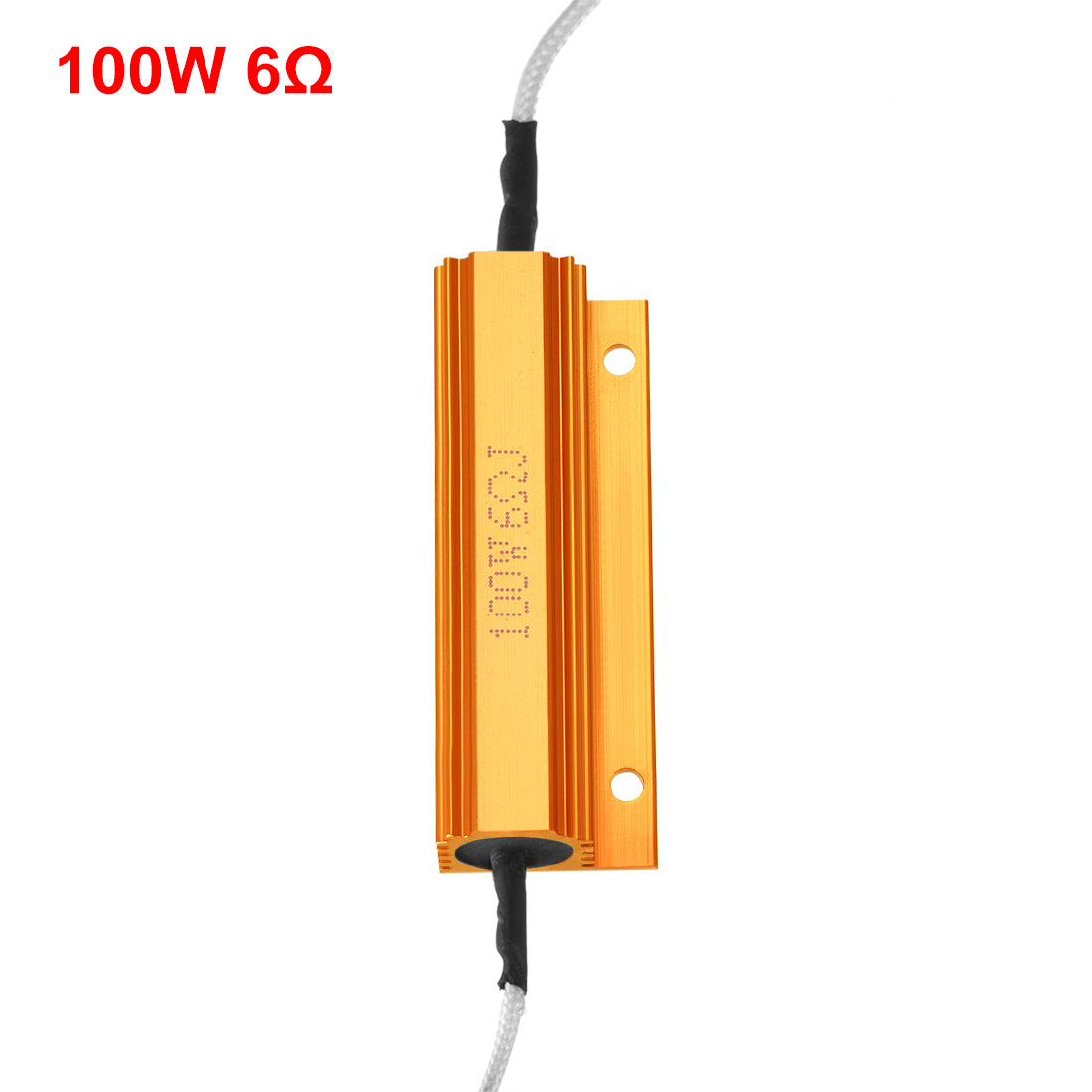 uxcell Uxcell Aluminum Case Resistor Extra Wire 100W 6 Ohm Wirewound Yellow for LED Converter