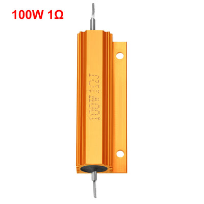 Harfington Uxcell Aluminum Case Resistor 100W 1 Ohm Wirewound Yellow for LED Replacement Converter