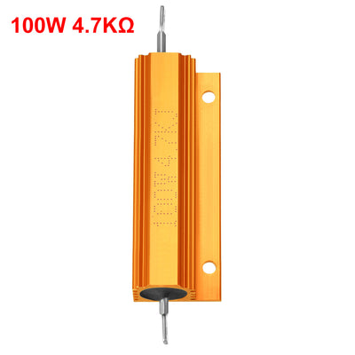 Harfington Uxcell Aluminum Case Resistor 100W 4.7KR Wirewound Yellow for LED Replacement Converter