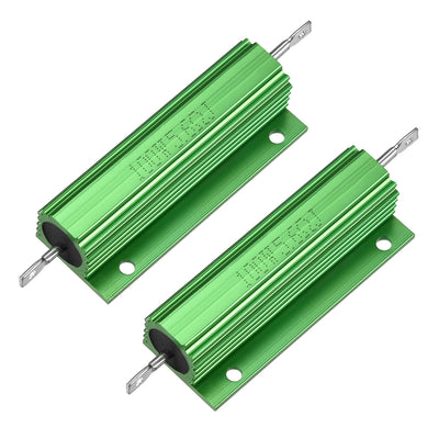 Harfington Uxcell 2 Pcs Aluminum Case Resistor 100W 5.6 Ohm Wirewound Green for LED Replacement Converter 100W 5.6RJ