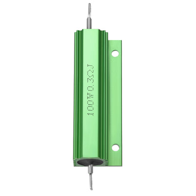 Harfington Uxcell 2 Pcs Aluminum Case Resistor 100W 0.3 Ohm Wirewound Green for LED Replacement Converter 100W 0.3RJ