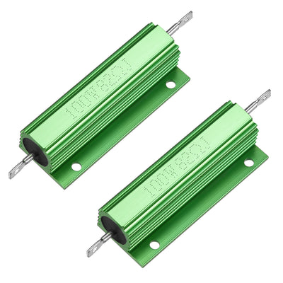 Harfington Uxcell 2 Pcs Aluminum Case Resistor 100W 82 Ohm Wirewound Green for LED Replacement Converter 100W 82RJ