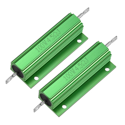 Harfington Uxcell 2 Pcs Aluminum Case Resistor 100W 4.5 Ohm Wirewound Green for LED Replacement Converter 100W 4.5RJ