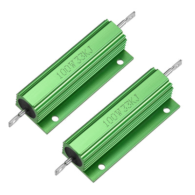 Harfington Uxcell 2 Pcs Aluminum Case Resistor 100W 33K Ohm Wirewound Green for LED Replacement Converter 100W 33KJ