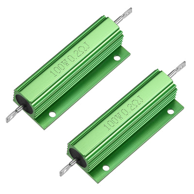 Harfington Uxcell 2 Pcs Aluminum Case Resistor 100W 0.2 Ohm Wirewound Green for LED Replacement Converter 100W 0.2RJ