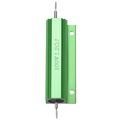 Harfington Uxcell 2 Pcs Aluminum Case Resistor 100W 1.2 Ohm Wirewound Green for LED Replacement Converter 100W 1.2RJ