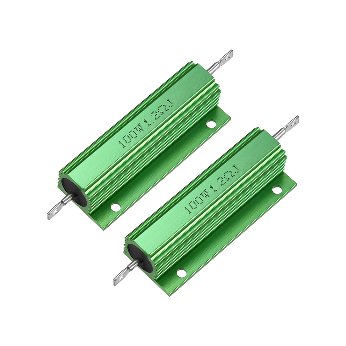 uxcell Uxcell 2 Pcs Aluminum Case Resistor 100W 1.2 Ohm Wirewound Green for LED Replacement Converter 100W 1.2RJ