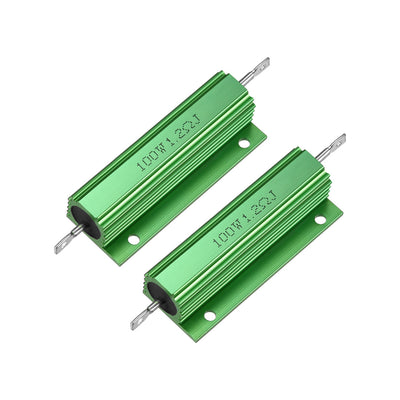 Harfington Uxcell 2 Pcs Aluminum Case Resistor 100W 1.2 Ohm Wirewound Green for LED Replacement Converter 100W 1.2RJ