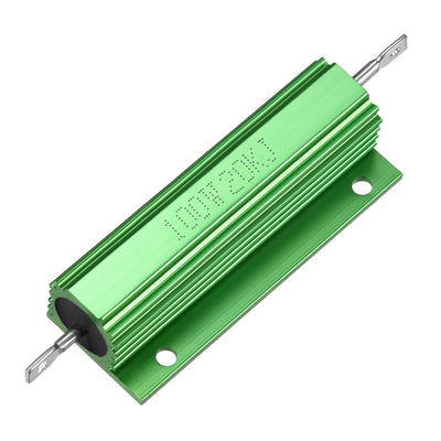 Harfington Uxcell Aluminum Case Resistor 100W 20k Ohm Wirewound Green for LED Replacement Converter 100W 20kRJ