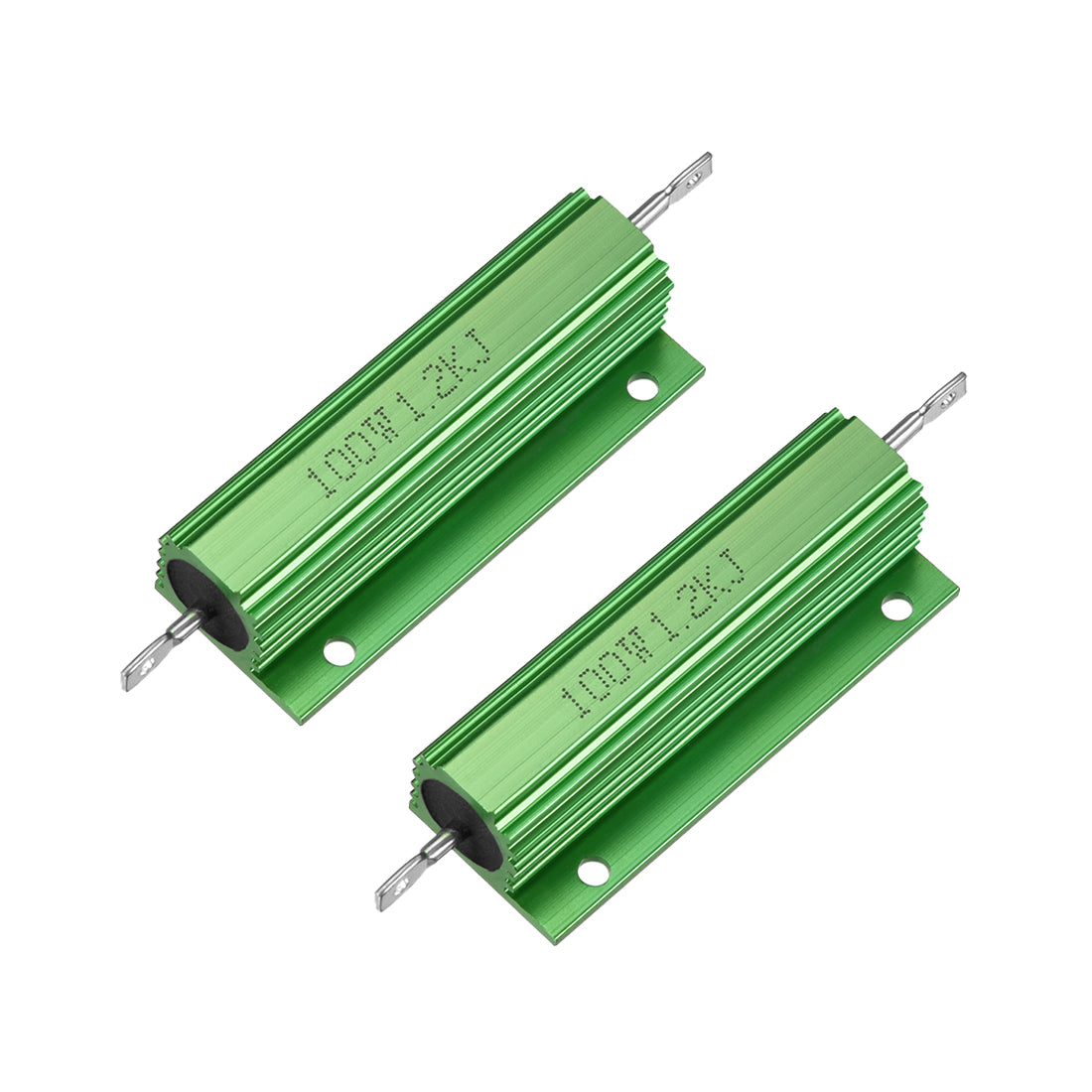 uxcell Uxcell 2 Pcs Aluminum Case Resistor 1.2kW 50 Ohm Wirewound Green for LED Replacement Converter 100W 1.2kRJ