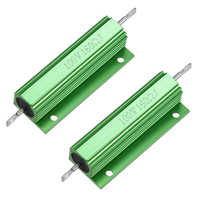 Harfington Uxcell 2 Pcs Aluminum Case Resistor 100W 160 Ohm Wirewound Green for LED Replacement Converter 100W 160RJ