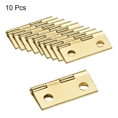 Harfington Uxcell 0.7" Small  Hinge Jewelry Case Wooden Box Hinges Fittings Golden Plain 10pcs