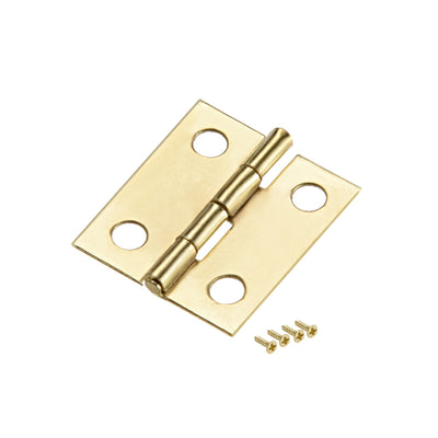 Harfington Uxcell 0.7" Small  Hinge Jewelry Case Wooden Box Hinges Fittings Golden Plain 10pcs