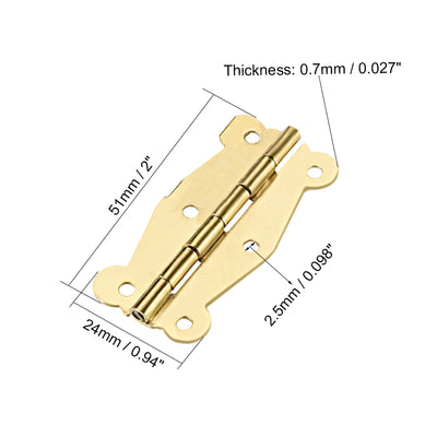 Harfington Uxcell 2" Golden Hinges Retro Butterfly Shape Hinge Replacement with Screws 10pcs