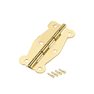 Harfington Uxcell 2" Golden Hinges Retro Butterfly Shape Hinge Replacement with Screws 10pcs