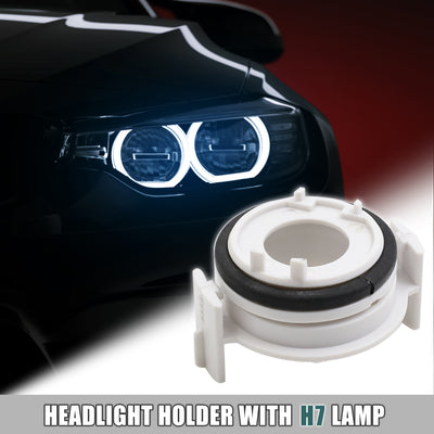 Harfington Uxcell H7 LED Bulbs Car Head Lights Clip Adapter Base Holder Socket Plastic White for BMW E46 for BMW 3 Series