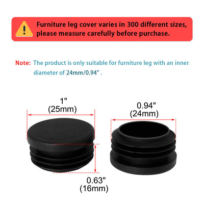 Harfington Uxcell 1 1/4 " 1.26" OD Plastic Round Tube Insert Glide End Cap Pad 45pcs 1.14"-1.22" Inner Dia for Office Table Feet Reduce Noise