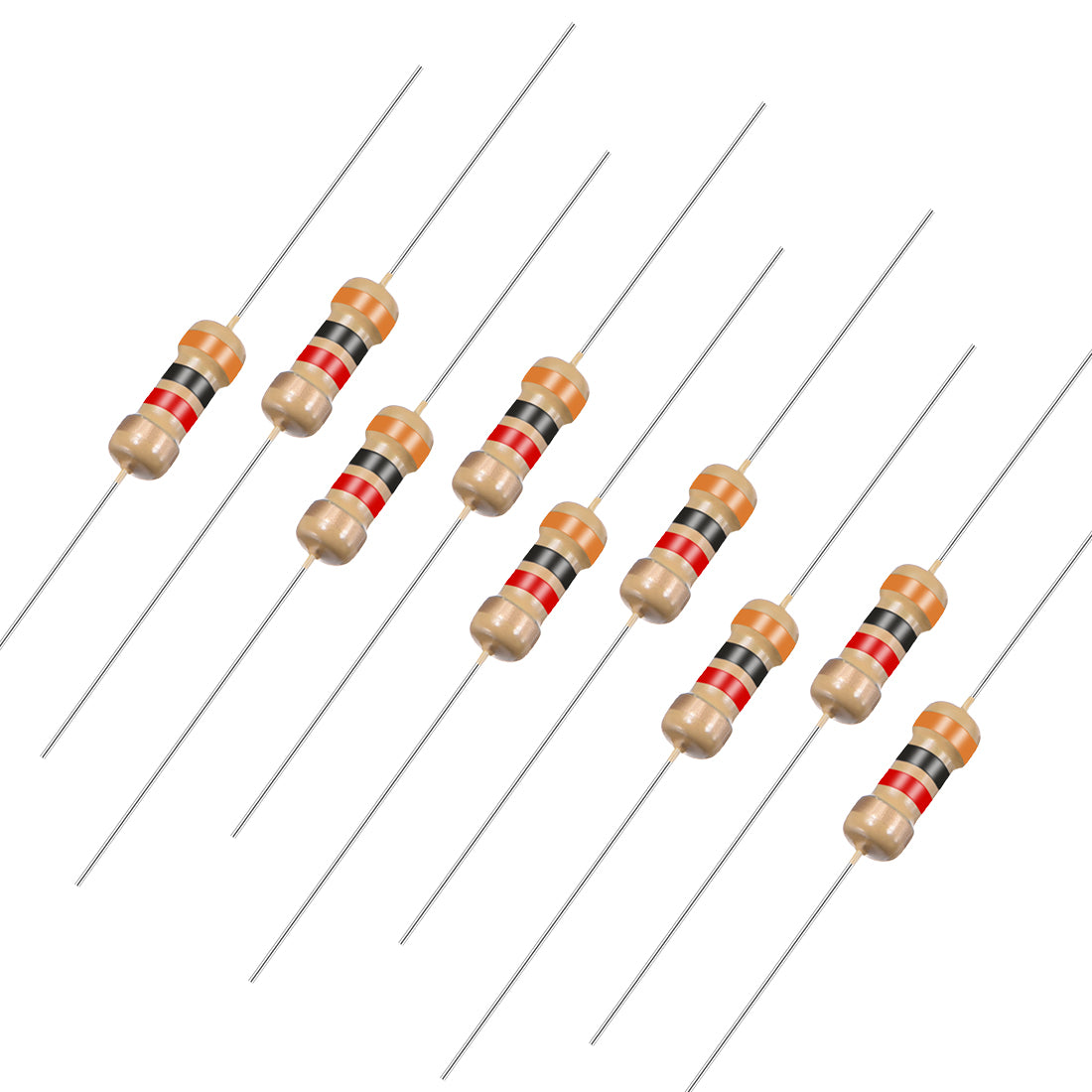 uxcell Uxcell 1/4 Watt 3K Ohm Carbon Film Resistors 5% Tolerances 0.25W 100pcs 4 Color Band