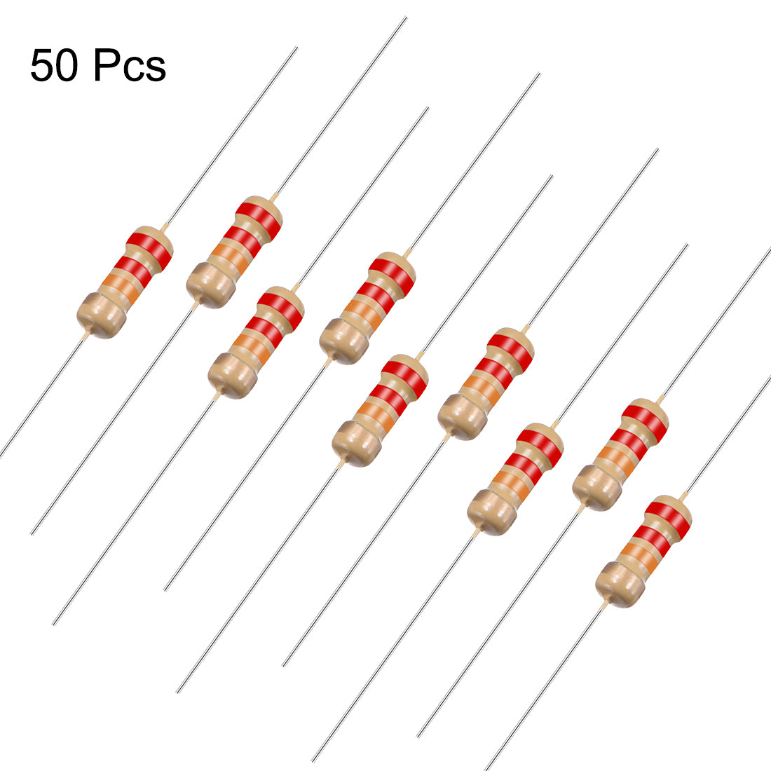 uxcell Uxcell 1/4 Watt 22K Ohm Carbon Film Resistors 5% Tolerances 0.25W 50pcs 4 Color Band