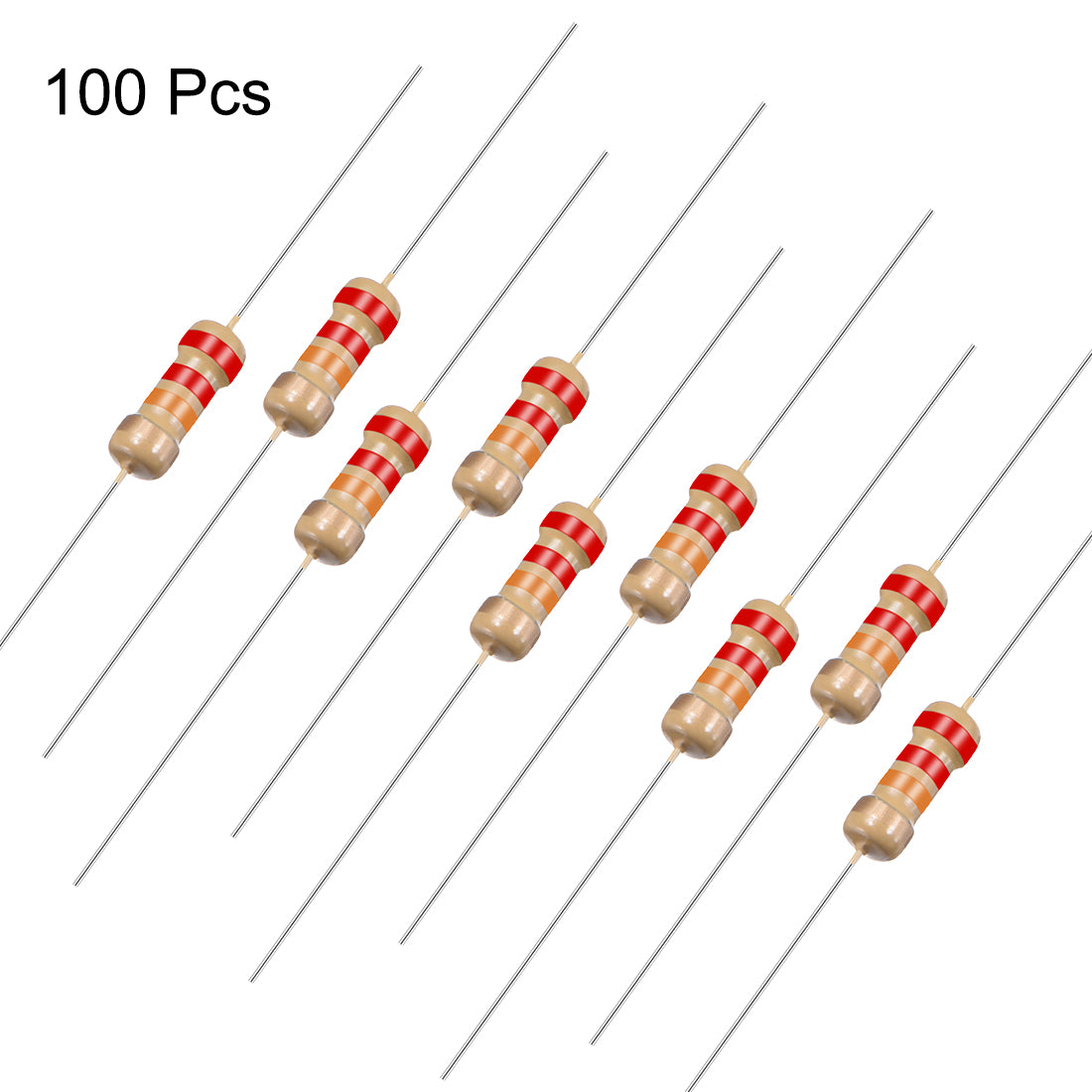 uxcell Uxcell 1/4 Watt 22K Ohm Carbon Film Resistors 5% Tolerances 0.25W 100pcs 4 Color Band