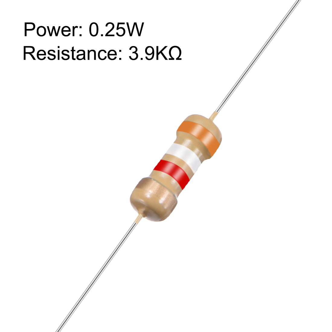 uxcell Uxcell 1/4 Watt 3.9K Ohm Carbon Film Resistors 5% Tolerances 0.25W 50pcs 4 Color Band